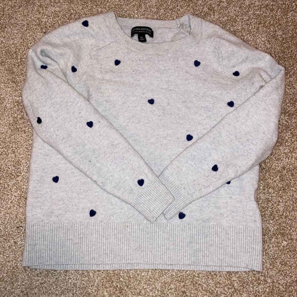 Banana Republic heart sweater Italian merino blend